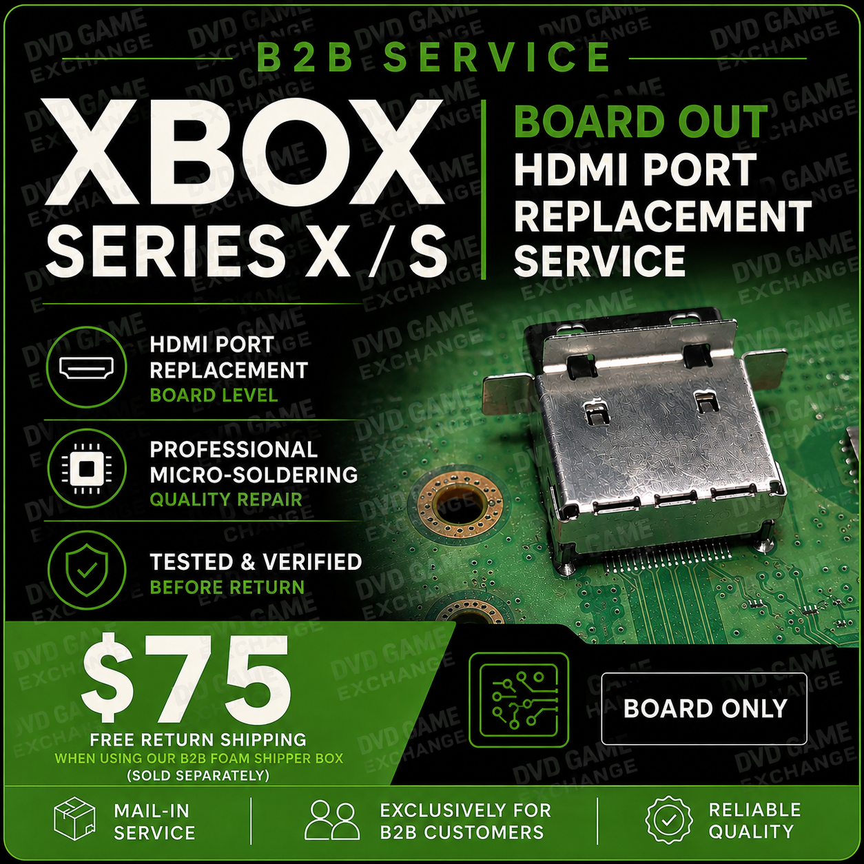 B2B Board-Out Xbox Series X / S HDMI Port Replacement Service