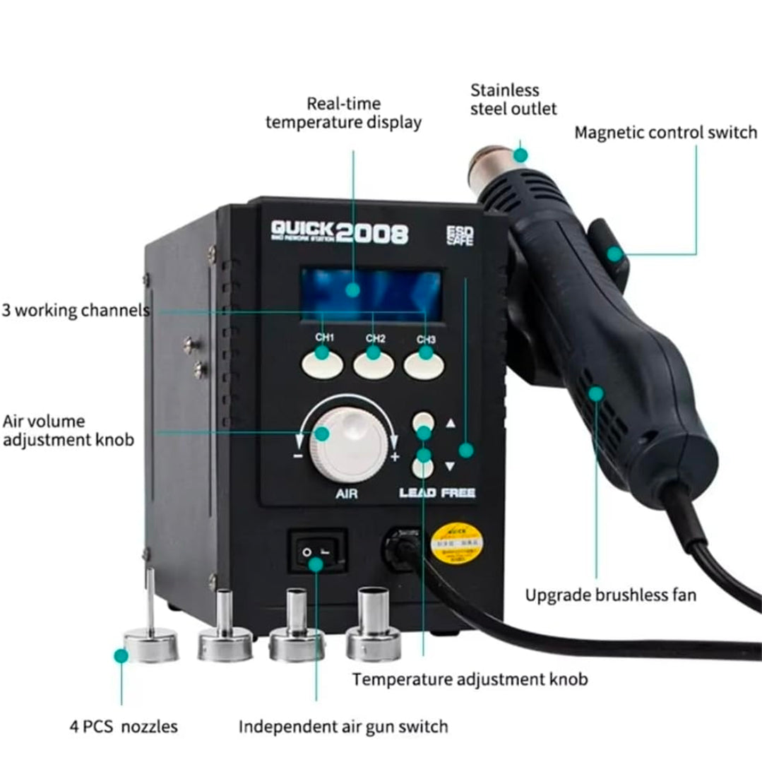 2008 ESD Digital Display Heat Gun Welding Rework Soldering Station (Quick) (110V / North American)